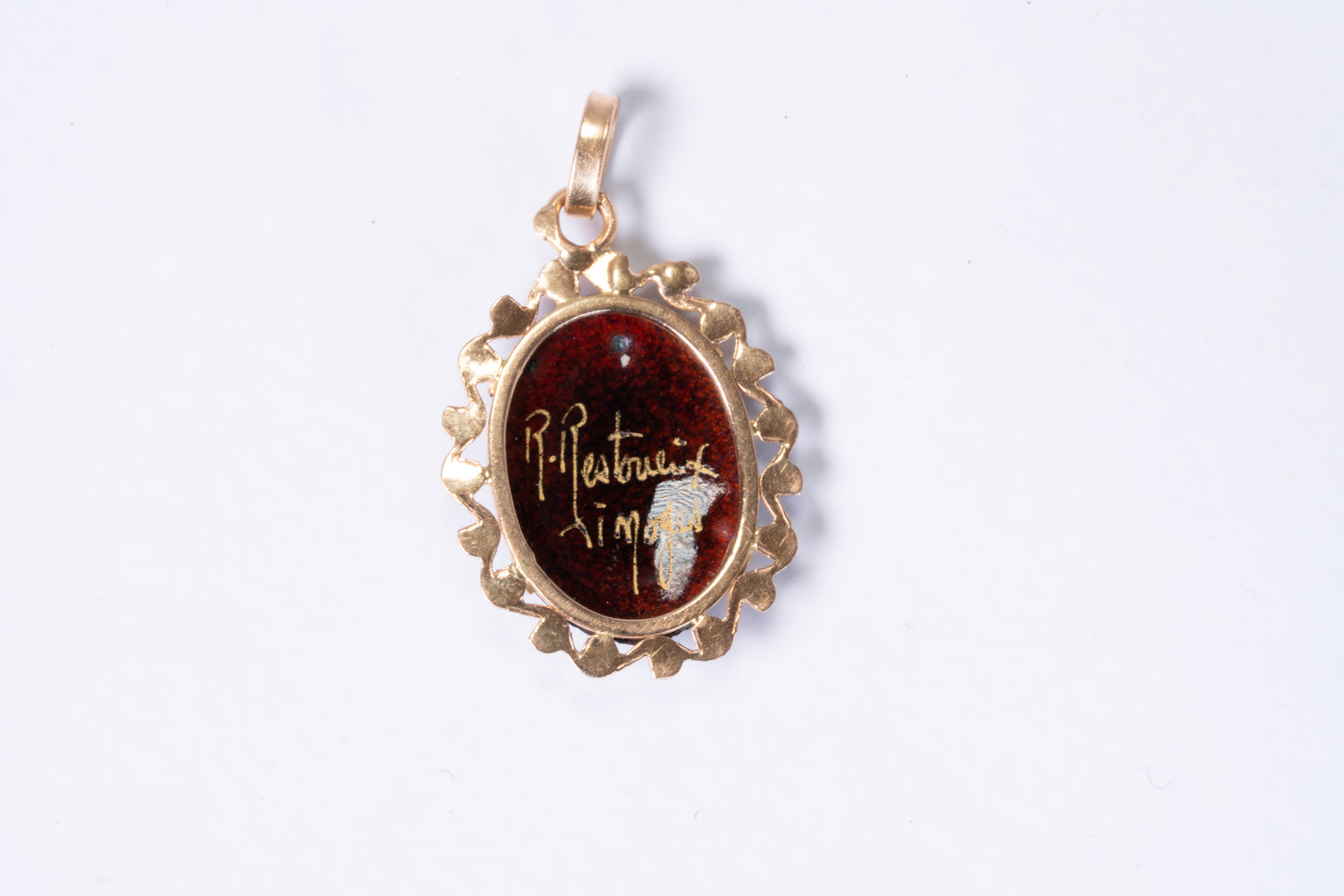 Pendentif Or Jaune 18K – Miniature Émail de Limoges