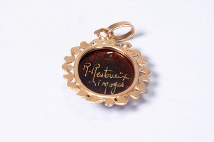 Pendentif Or Jaune 18K – Miniature Émail de Limoges