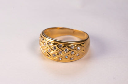 Bague Or Jaune 18K et Oxydes de Zirconium