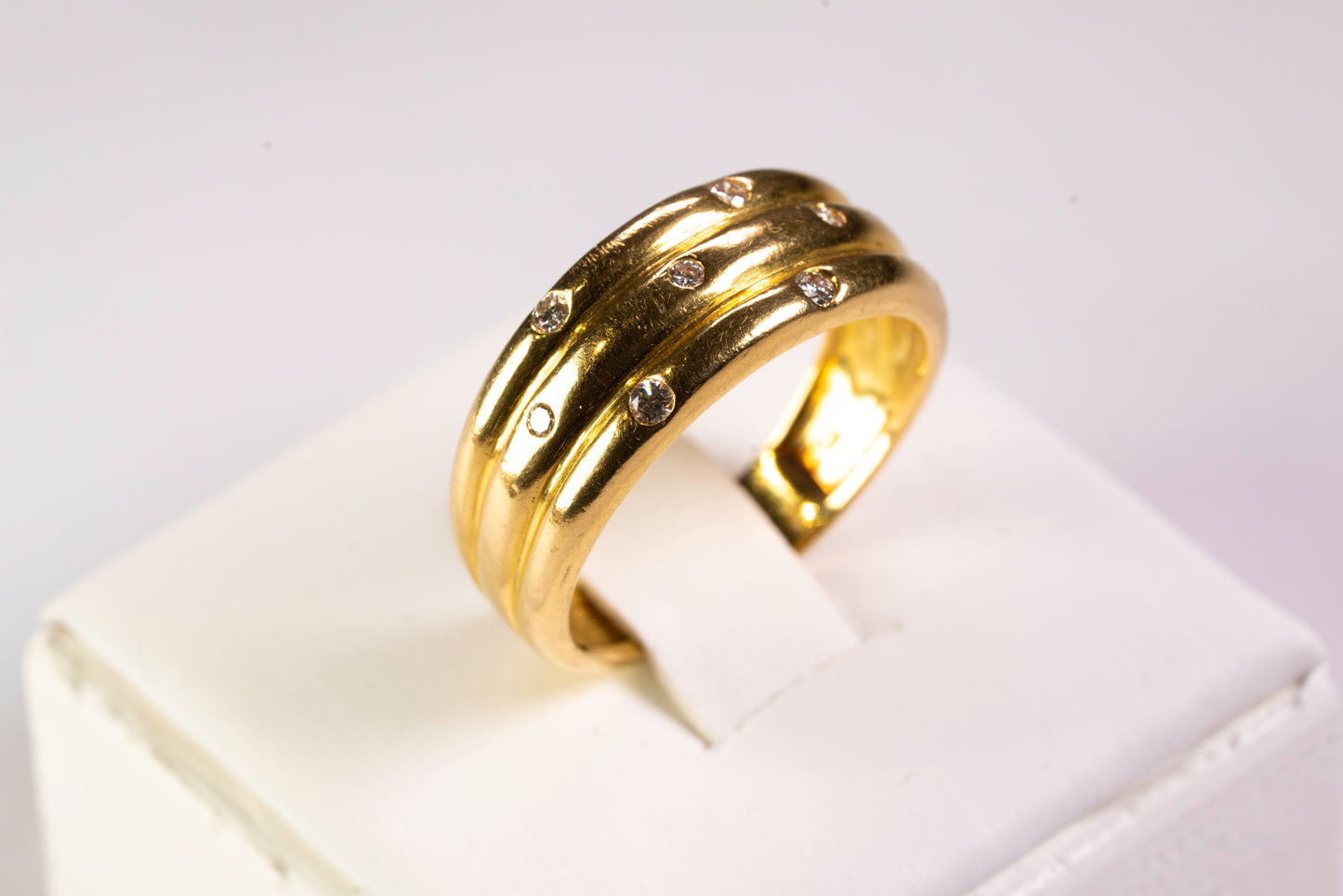 Bague trois anneaux Or Jaune 18K et Diamants