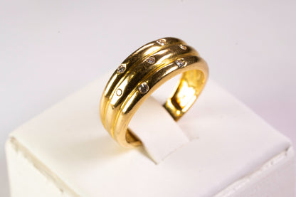 Bague trois anneaux Or Jaune 18K et Diamants
