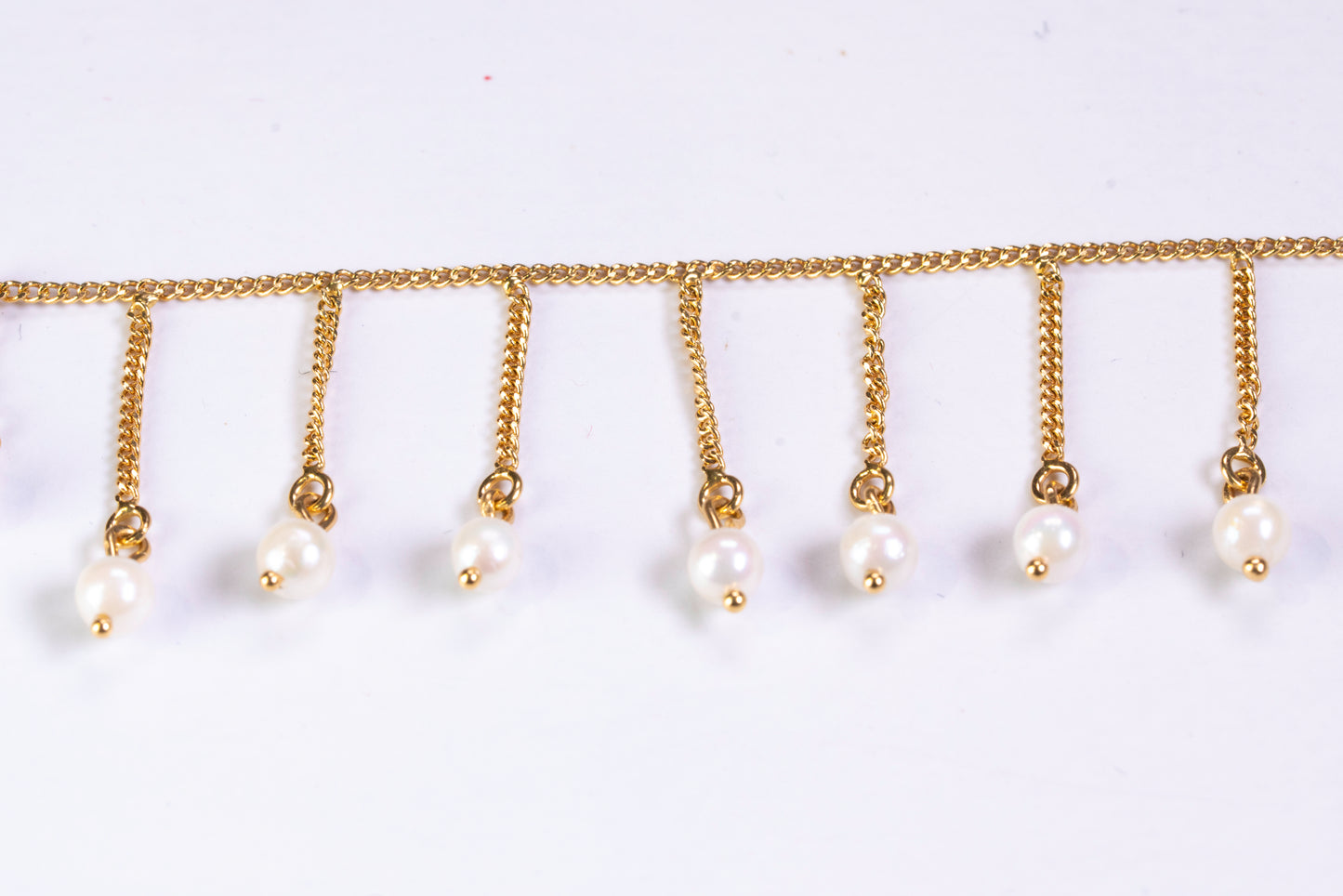 Collier Draperie en Or Jaune 18k et Pampilles de Perles de Culture