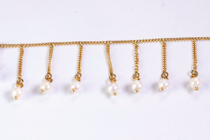 Collier Draperie en Or Jaune 18k et Pampilles de Perles de Culture
