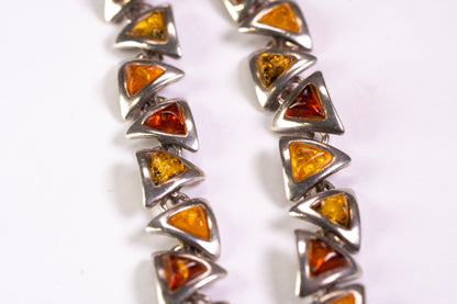 Bracelet Argent et Cabochons d'Ambre triangulaires