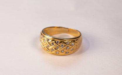 Bague Or Jaune 18K et Oxydes de Zirconium
