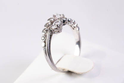 Bague Toi et Moi Asymétrique en Argent et Oxydes de Zirconium