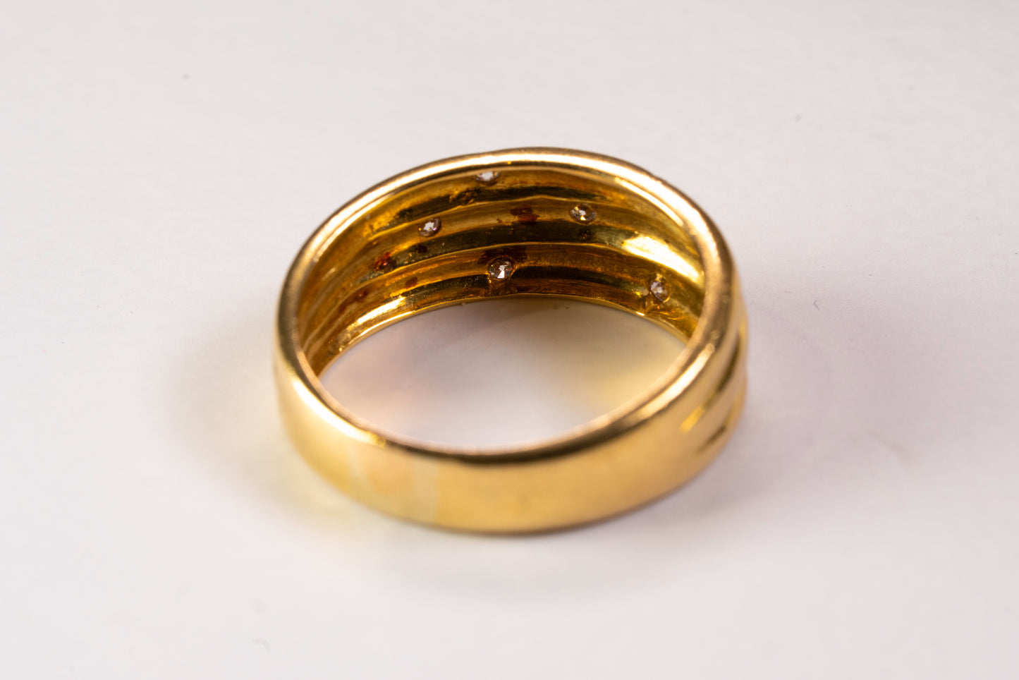 Bague trois anneaux Or Jaune 18K et Diamants