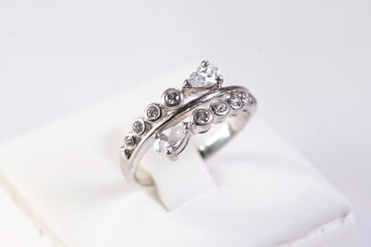 Bague Toi et Moi Asymétrique en Argent et Oxydes de Zirconium