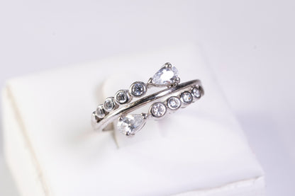 Bague Toi et Moi Asymétrique en Argent et Oxydes de Zirconium