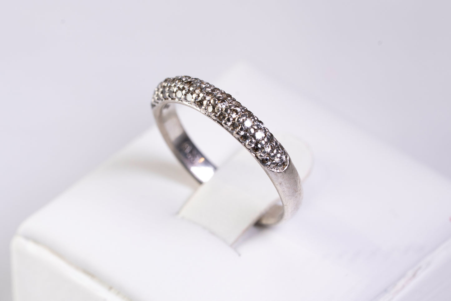 Alliance Demi-tour Pavée en Argent 925, Oxydes de Zirconium Blancs