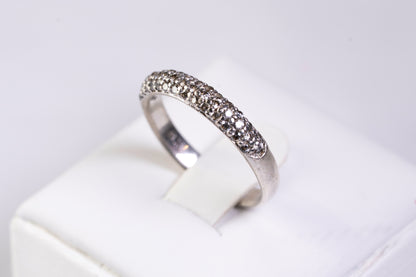Alliance Demi-tour Pavée en Argent 925, Oxydes de Zirconium Blancs