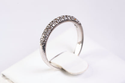 Alliance Demi-tour Pavée en Argent 925, Oxydes de Zirconium Blancs
