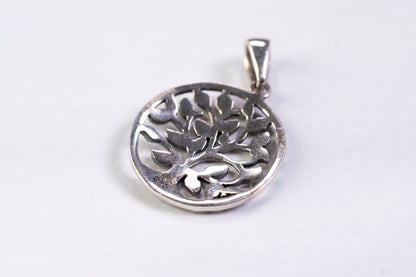 Pendentif Arbre de Vie Circulaire en Argent Vieilli et Marcassites