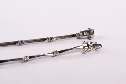 Bracelet Bâtons Or Blanc 18k et Diamants, Double Sécurité Huit