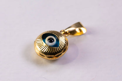 Pendentif "Nazar" en Or Jaune 14 Carats, et Œil Turc en Verre Cobalt