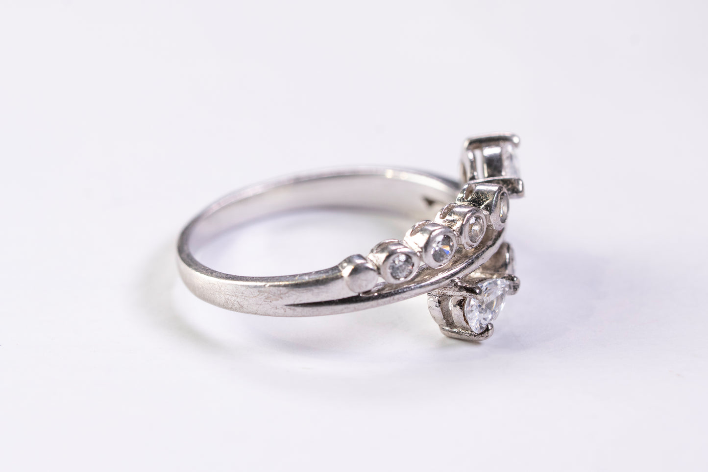 Bague Toi et Moi Asymétrique en Argent et Oxydes de Zirconium