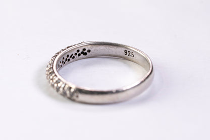 Alliance Demi-tour Pavée en Argent 925, Oxydes de Zirconium Blancs