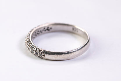 Alliance Demi-tour Pavée en Argent 925, Oxydes de Zirconium Blancs