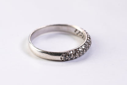 Alliance Demi-tour Pavée en Argent 925, Oxydes de Zirconium Blancs