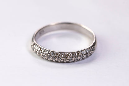 Alliance Demi-tour Pavée en Argent 925, Oxydes de Zirconium Blancs