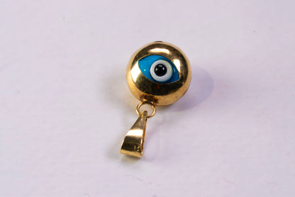 Pendentif "Nazar" en Or Jaune 14 Carats, et Œil Turc en Verre Cobalt