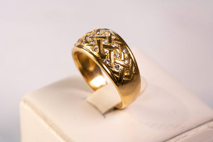 Bague Or Jaune 18K et Oxydes de Zirconium