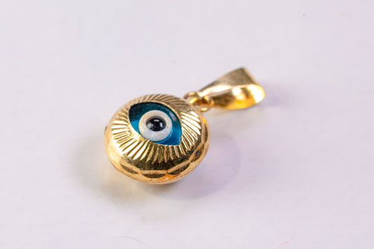 Pendentif "Nazar" en Or Jaune 14 Carats, et Œil Turc en Verre Cobalt